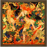 Artery8 Wall Art Print Burns The Hunt Diana & Her Nymphs Goddess 1926 Painting Square Framed Picture 16X16 Inch in Brown | Size: W16" x H16"