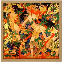 Artery8 Wall Art Print Burns The Hunt Diana & Her Nymphs Goddess 1926 Painting Square Framed Picture 16X16 Inch in Light Oak | Size: W16" x H16"
