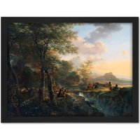 Artery8 Wall Art Print Jan Both Italian Landscape Draughtsman Painting Large Framed Wall Dรฉcor Art in Black | Size: W18" x H24"