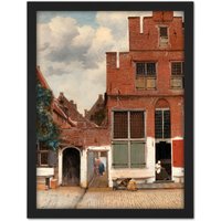 Artery8 Wall Art Print Vermeer View Of Houses In Delft The Little Street Large Framed Wall Dรฉcor Art in Brown | Size: W18" x H24"