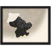 Artery8 Wall Art Print Kamisaka Sekka Swirling Snow Man Japan Painting Large Framed Wall Décor Art in Brown | Size: W18" x H24"