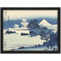 Artery8 Wall Art Print Hokusai Beach Of Shichirigahama Province Of Sagami Large Framed Wall Décor Art in White | Size: W18" x H24"