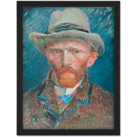 Artery8 Wall Art Print Vincent Van Gogh Self Portrait Large Framed Wall Décor Art in White | Size: W18" x H24"