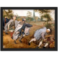Artery8 Wall Art Print Pieter Bruegel Blind Leading The Blind Painting Large Framed Wall Dรฉcor Art in White | Size: W18" x H24"