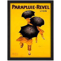 Artery8 Wall Art Print Parapluie Revel Umbrella Rain Lyon France Large Framed Wall Décor Art in Brown | Size: W18" x H24"