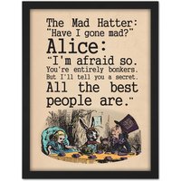 Artery8 Wall Art Print Alice In Wonderland Mad Hatter Tea Party Large Framed Wall Dรฉcor Art in White | Size: W18" x H24"
