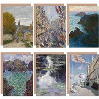 Artery8 Claude Monet Water Lillies Belle Paris Sainte Adresse Fine Art Greeting Card Pack of 6 in Blue