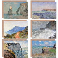 Artery8 Claude Monet Cliff Poppy Creuse Cliff Pourville Fine Art Greeting Card Pack of 6 in Blue