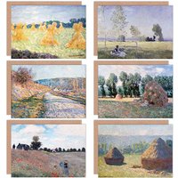 Artery8 Claude Monet Haystacks Summer Poppy Vetheuil Giverny Fine Art Greeting Card Pack of 6