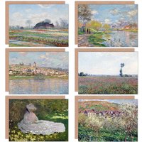 Artery8 Claude Monet Plum Tree Poppy Seine Springtime Vetheuil Tulip Fine Art Greeting Card Pack of 6
