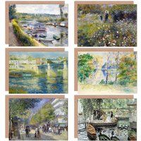 Artery8 Pierre-Auguste Renoir Grenouillere Park Jardin Boulevards Chatou Boat Fine Art Greeting Card Pack of 6 in Green