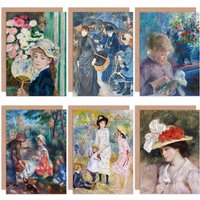 Artery8 Pierre-Auguste Renoir Woman Guernsey Apple Seller Woman Umbrellas Fine Art Greeting Card Pack of 6