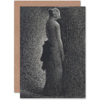 Artery8 Georges Seurat The Black Bow Fine Art Greetings Card in Grey