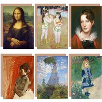 Artery8 Renoir Monet Degas Peale Da Vinci Mona Lisa Portrait Mixed Fine Art Greeting Card Pack of 6