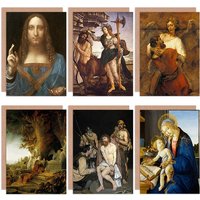 Artery8 Botticelli Manet Rembrandt Da Vinci Jesus Religion Mixed Fine Art Greeting Card Pack of 6 in Brown