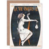 Artery8 La Vie Parisienne Girls Dream Money Magazine Cover Greetings Card in Black