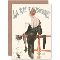 Artery8 La Vie Parisienne Woman Beads Parakeet Magazine Cover Greetings Card