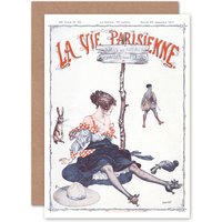 Artery8 La Vie Parisienne Hunter Woman No License Magazine Cover Greetings Card in Off-White