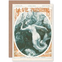 Artery8 La Vie Parisienne Port Sirens Mermaids Magazine Cover Greetings Card