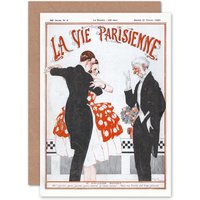 Artery8 La Vie Parisienne Old Age Couple Dancing Magazine Cover Greetings Card in Red