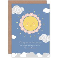 Artery8 New Baby Congratulations Little Sunshine Greetings Card in Blue