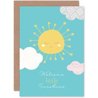Artery8 New Baby Welcome Little Sunshine Greetings Card in Blue