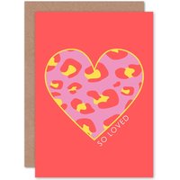 Artery8 So Loved Leopard Love Heart Greetings Card in Red