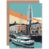 Artery8 Portsmouth Historic Dockyard Modern Linocut Travel Birthday Card