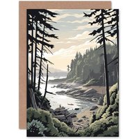 Artery8 Great Bear Rainforest Hikers Coastal Landscape Travel Birthday Card