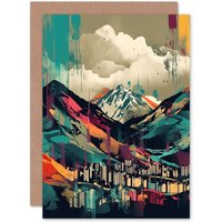 Artery8 Ben Nevis & Fort William Modern Bold Linocut Travel Birthday Card