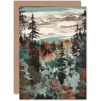 Artery8 Taiga Boreal Autumnal Colours Forest Landscape Travel Birthday Card
