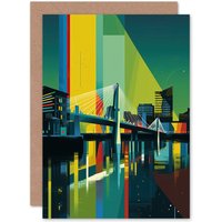 Artery8 Glasgow Bells Bridge Modern Geometric Cityscape Travel Birthday Card