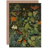 Artery8 Audubon Style Birds & Insects in Jungle Nature Birthday Card