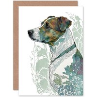 Artery8 Birthday Card Jack Russell Dog Modern Watercolour Portrait Art Birthday