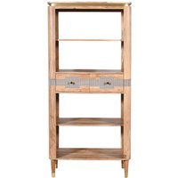 IH Design Alicia Acacia Wood 2 Drawers Large Open Bookcase in Grey