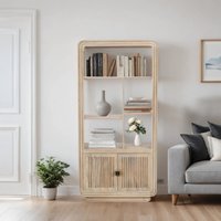 IH Design Paloma Carved Mango Wood Bookcase in Light Brown
