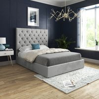 KDMD Alma Upholstered Soft Velvet Grey Bed Frame | Size: Small Double