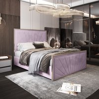Roxy Upholstered Soft Velvet Metal Bed Frame Super King