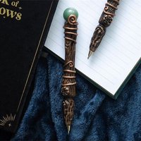 KDMD Abundance Green Aventurine Crystal Wand Pen in Brown