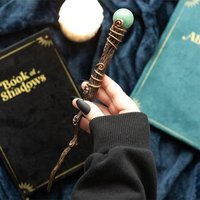 KDMD Abundance Green Aventurine Crystal Wand with Pouch in Brown