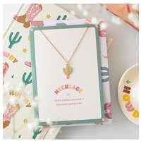 KDMD Cactus Necklace on Greeting Card in Gold
