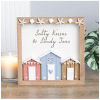 KDMD Salty Kisses 3D Shell Beach Hut Plaque in White