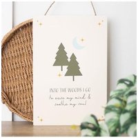 Into Woods Hanging Sign