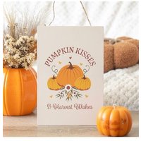 KDMD Pumpkin Kisses & Harvest Wishes Hanging Sign in Cream