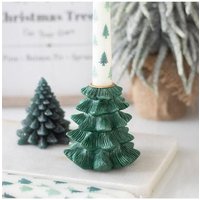 KDMD Green Fir Tree Candle Holder with Taper Candle