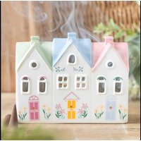 KDMD Pastel House Incense Cone Burner & Tealight Holder in Cream
