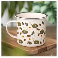 KDMD Camping Print Enamel Mug in White