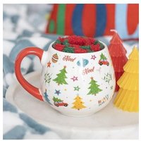 KDMD Nostalgic Christmas Print Mug & Socks Set in White