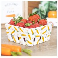 KDMD Carrot Patch Ceramic Berry Basket in White