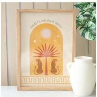 KDMD Leopard Palm Framed Wall Art Print in White